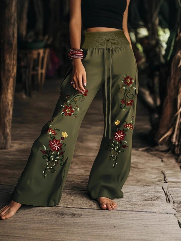 PANTALÓN FLORAL CINTURA ALTA PIERNA RECTA