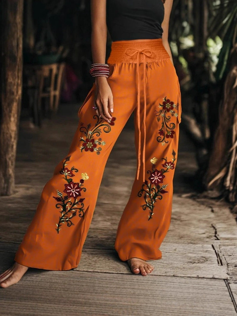 PANTALÓN FLORAL CINTURA ALTA PIERNA RECTA