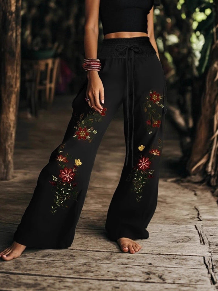 PANTALÓN FLORAL CINTURA ALTA PIERNA RECTA