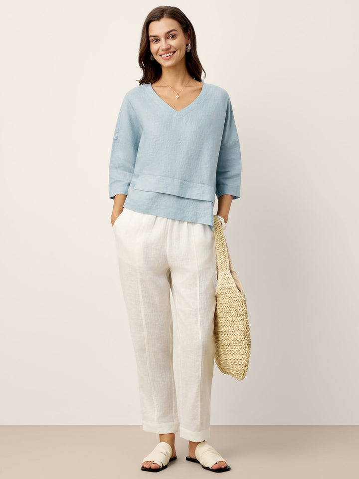 CAMISA DE LINO BAJO ASIMÉTRICO