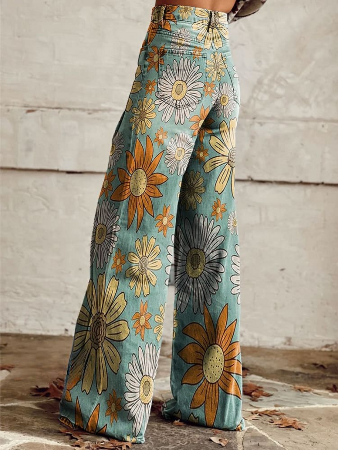 Tamia | Pantalones florales vintage de pierna ancha