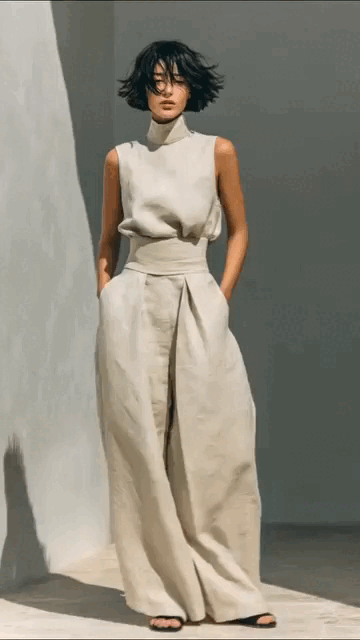 CONJUNTO ALGODÓN LINO PANTALÓN ANCHO SIN MANGAS