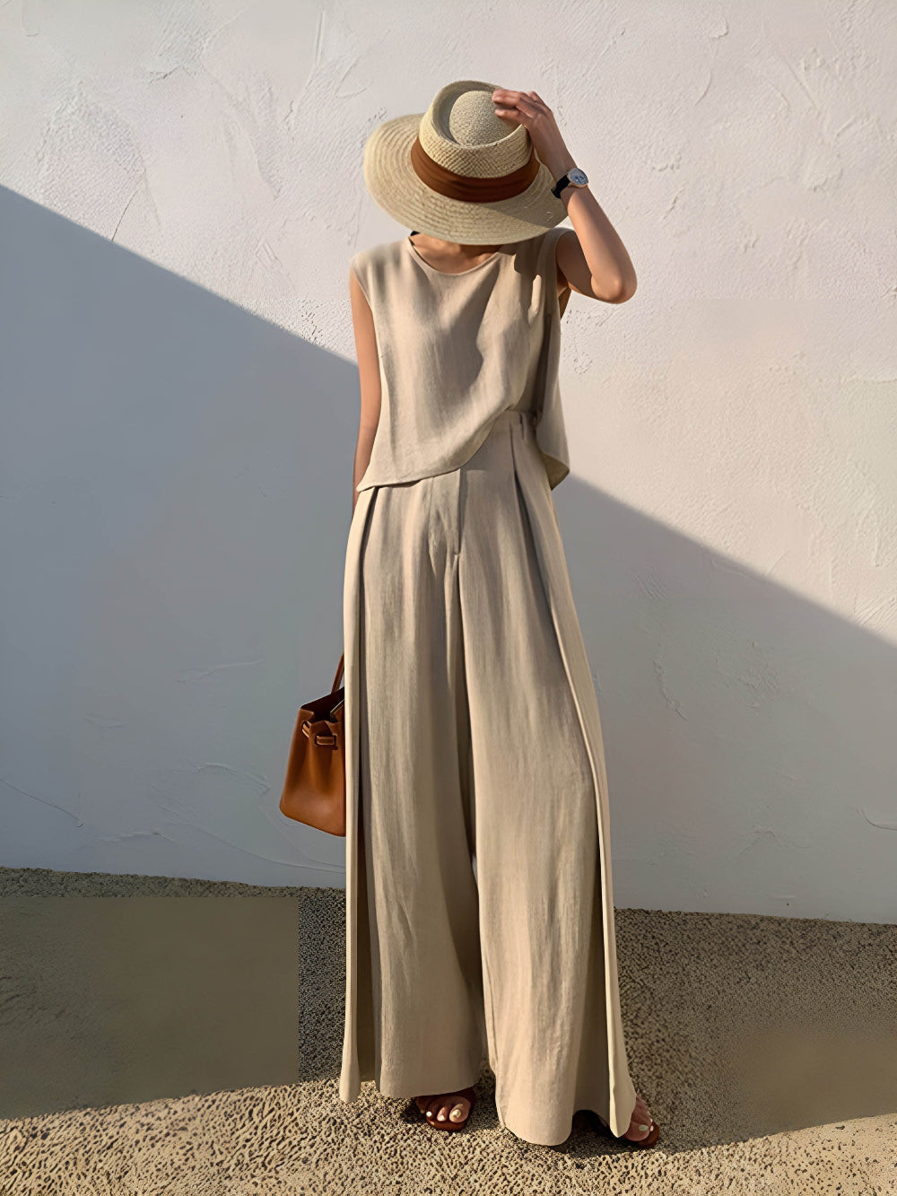 CONJUNTO CASUAL BLUSA SIN MANGAS Y PANTALÓN