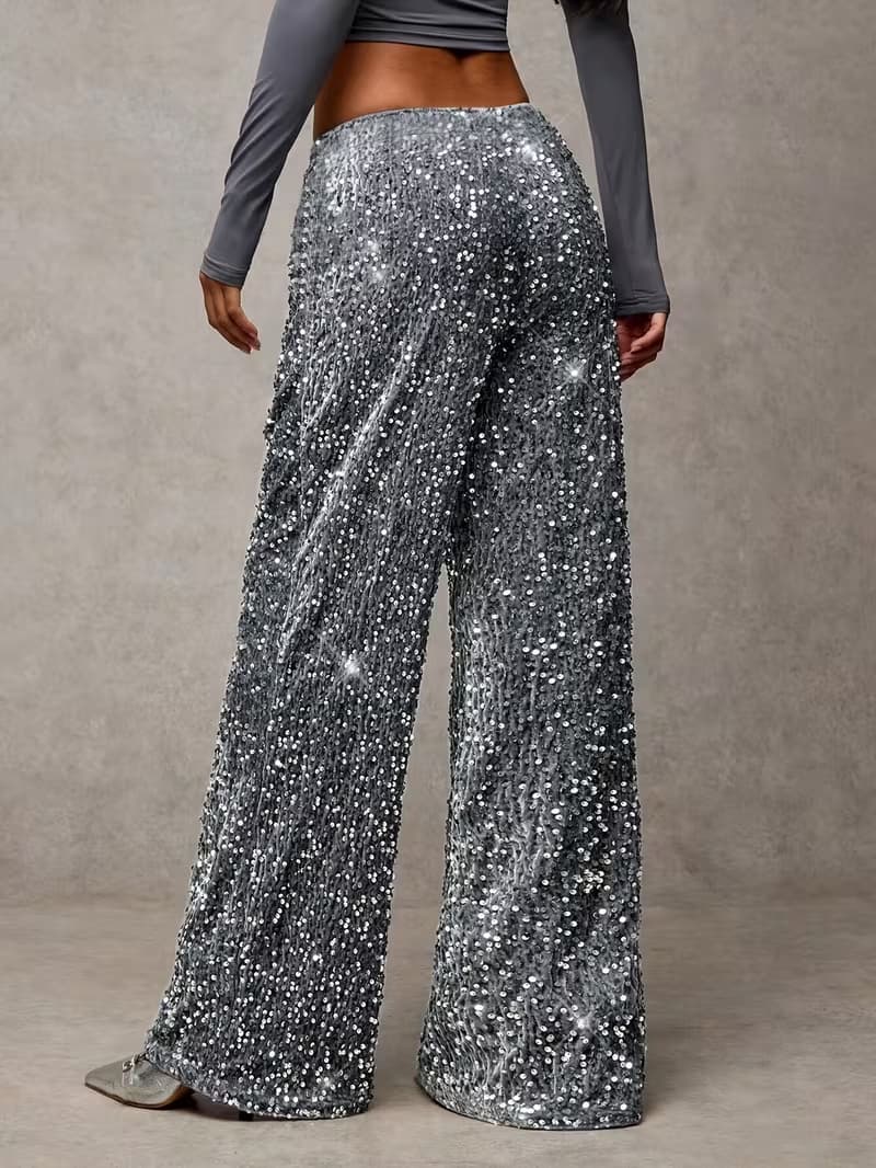 PANTALÓN LENTEJUELAS CINTURA ALTA