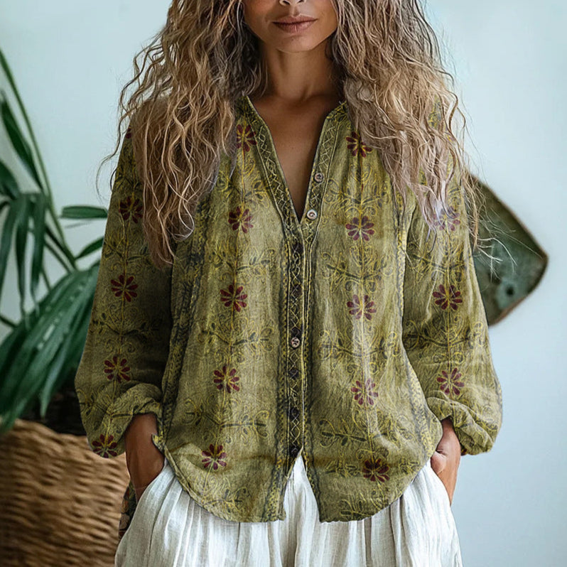 Sophia| Blusa de hojas vintage