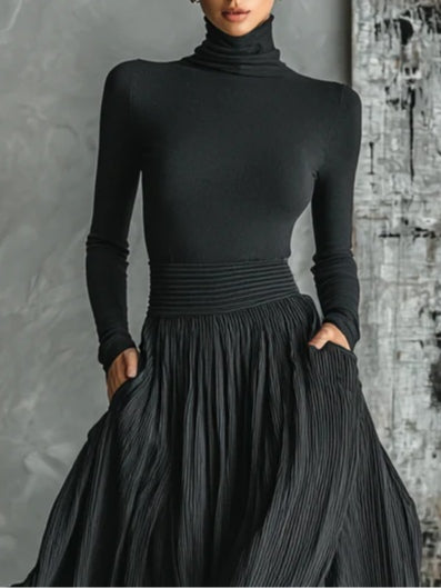 CONJUNTO CUELLO ALTO FALDA PLISADA
