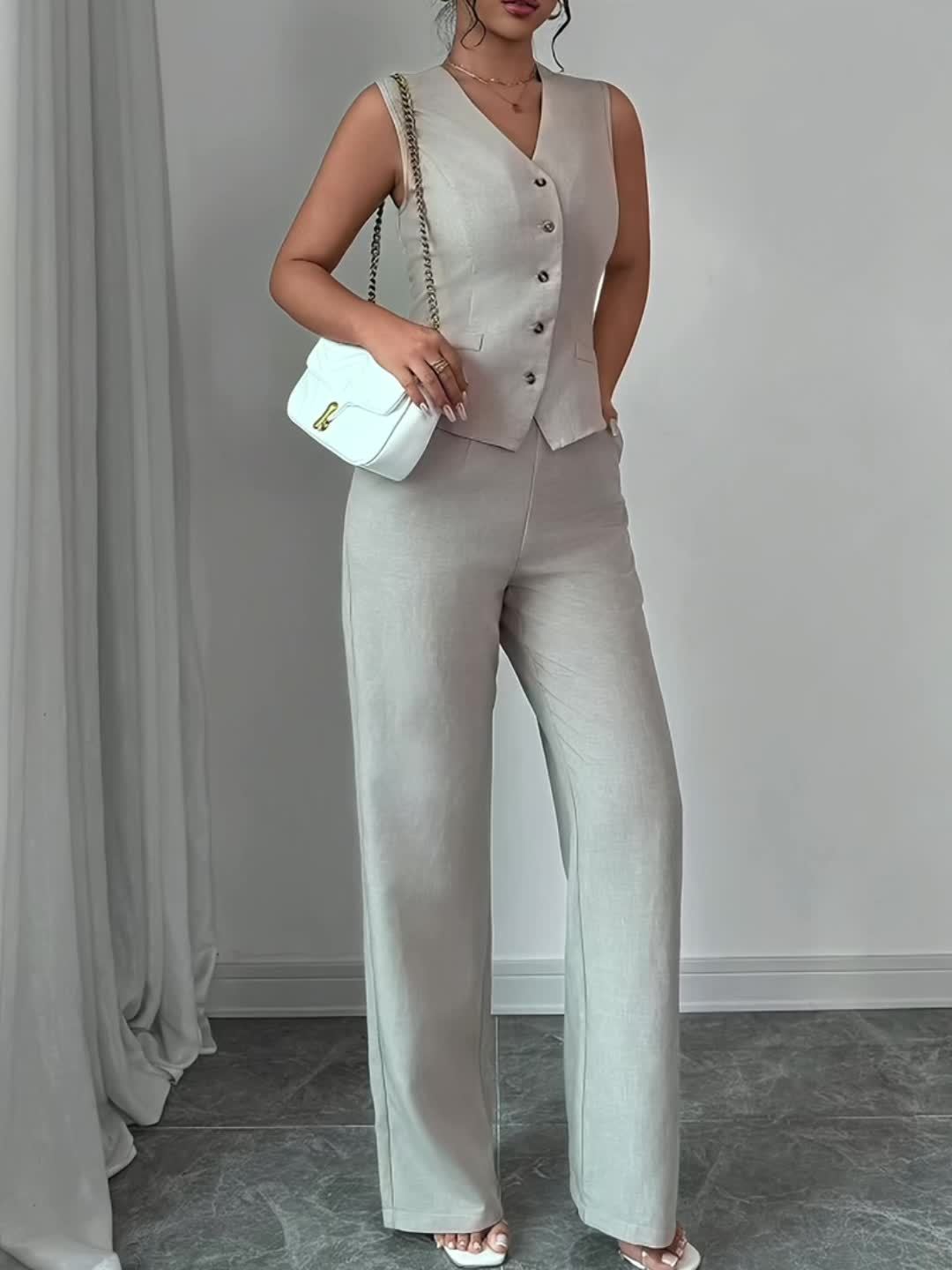 Conjunto Sofía | Elegante chaleco y pantalón ancho
