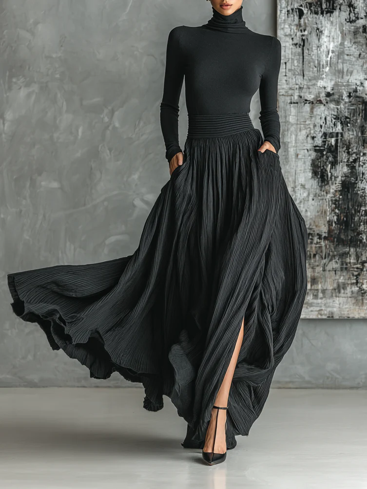 CONJUNTO CUELLO ALTO FALDA PLISADA