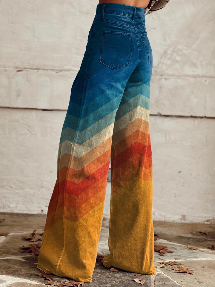 Rilana | Pantalones retro de espiga de pierna ancha