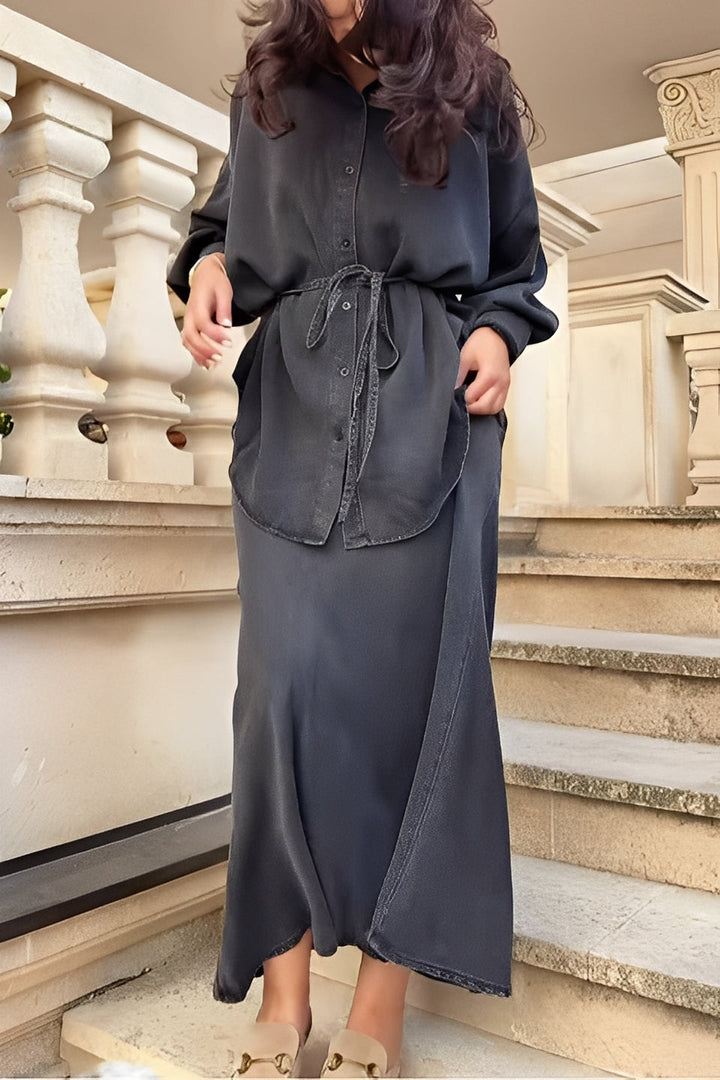 CONJUNTO CAMISA Y FALDA CON CORDÓN